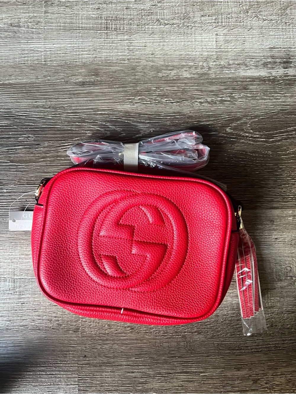 Gucci Bright Red Pebbled Leather Crossbody Camera Bag